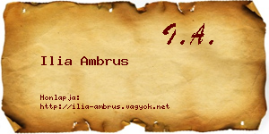 Ilia Ambrus névjegykártya